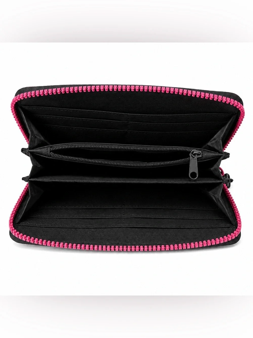 💥3/$15💥 XOXO Black Wristlet Wallet with Pink Heart Accents - Picture 3 of 4